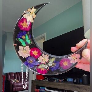 Black Crescent Moon Resin Wall Hanging